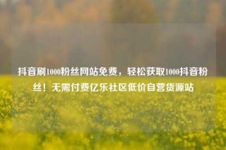 抖音刷1000粉丝网站免费，轻松获取1000抖音粉丝！无需付费亿乐社区低价自营货源站